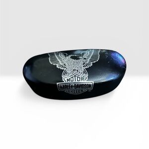 Harley-Davidson Black Sunglasses Case with Silver Eagle Logo